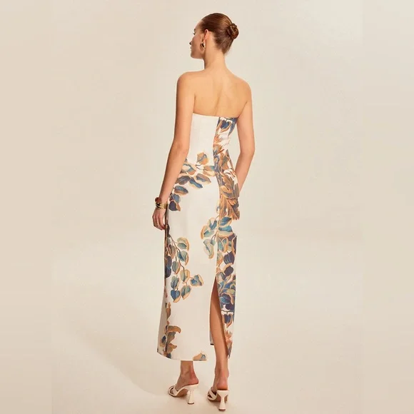 COMMENSE Floral Print Strapless Dress - size Large - Picture 6 of 7